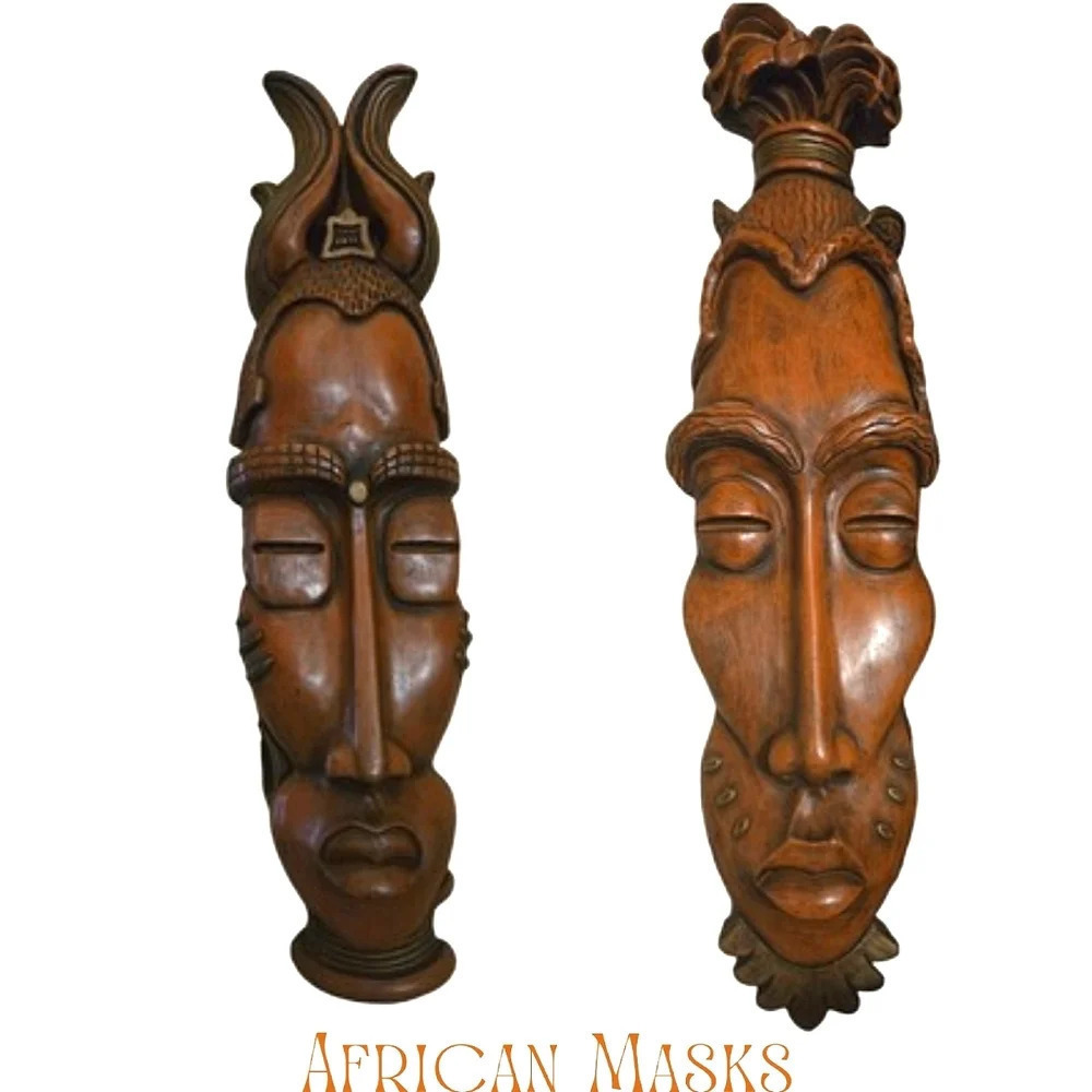 African Mask Set Vintage EUC